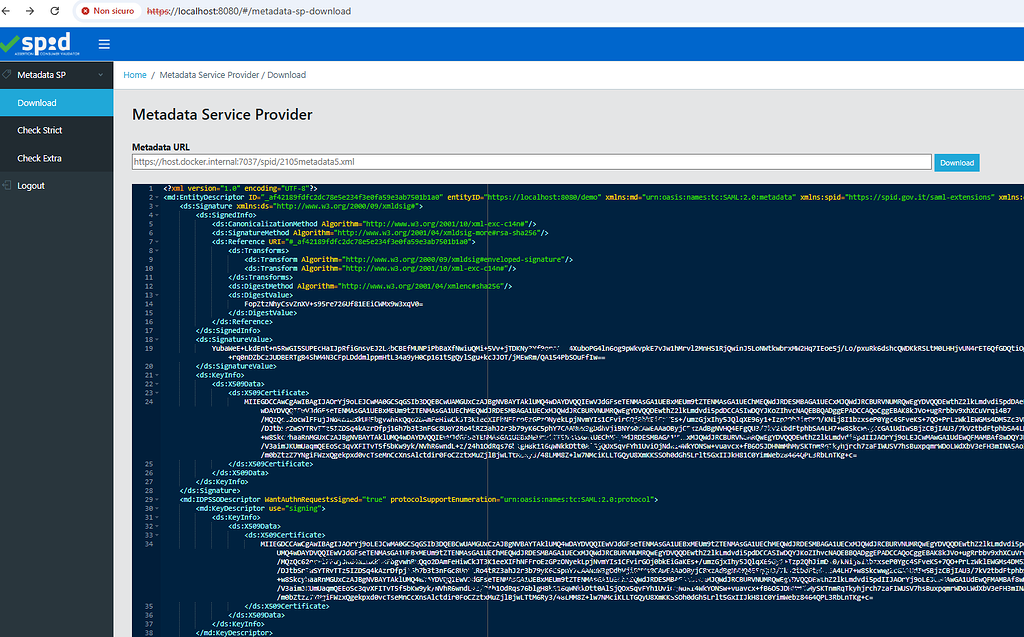 SPID Metadata Service Provider - Check Strict - SPID - Forum Italia