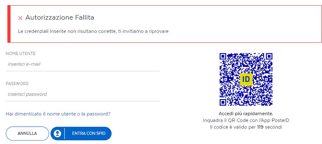 Posteid Si è Verificato Un Errore