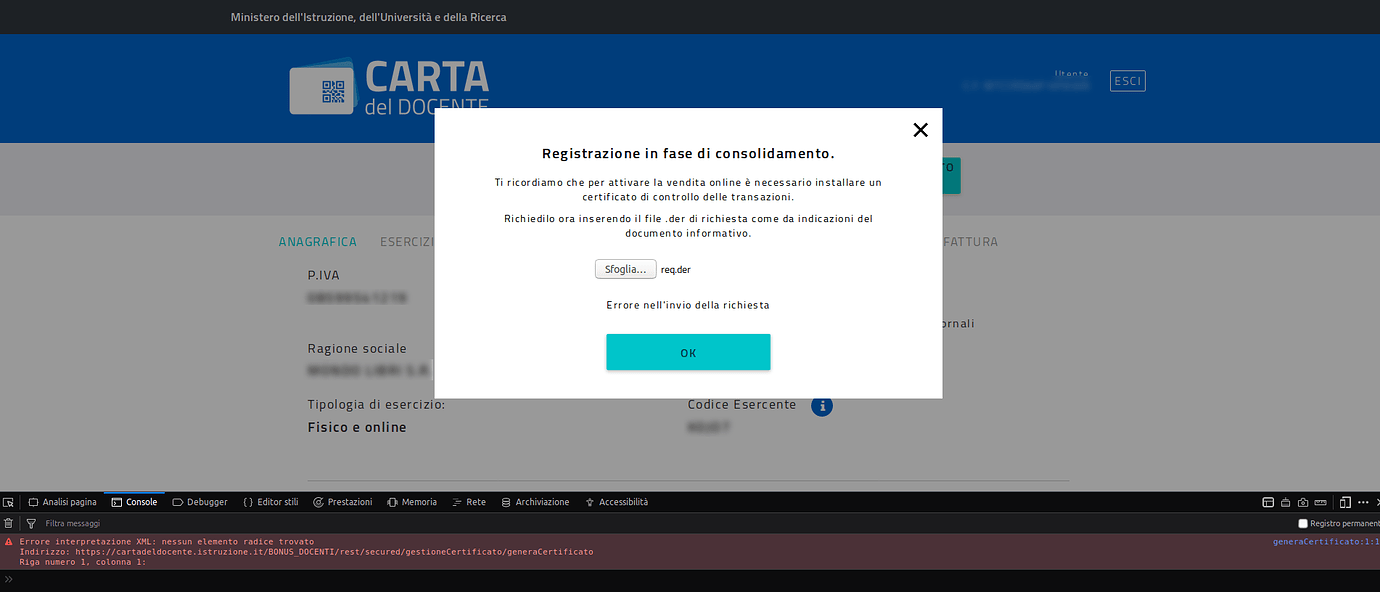 18app Error Errore caricamento file .der - 18app e Carta Docente - Forum Italia